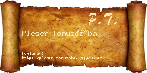 Pleser Tonuzóba névjegykártya